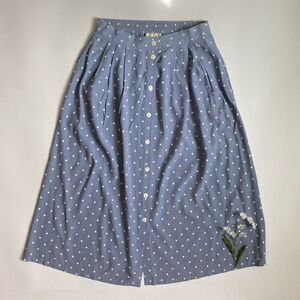 Vintage blue gray polka dot skirt